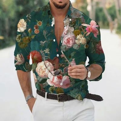 Printed collar comfortable front shirts 印花翻领舒适对襟衬衫