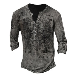 printed slim 修身 neck t恤 shirtV领系扣印花长袖 buckle fit