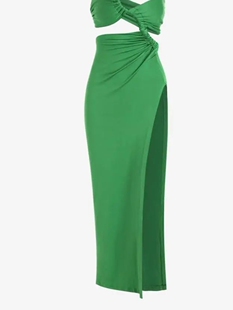 Shoulder Dress斜肩露背开叉修身 Open Split 连衣裙 Back Oblique