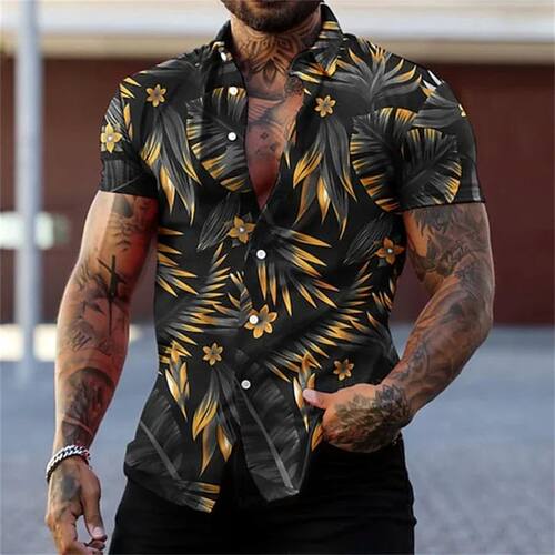 多色印花短袖衬衫 Multi colored printed short sleeved T-shirt