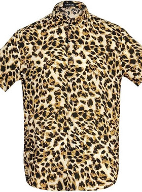 Leopard print short sleeved casual Tshirt豹纹印花短袖休闲t恤