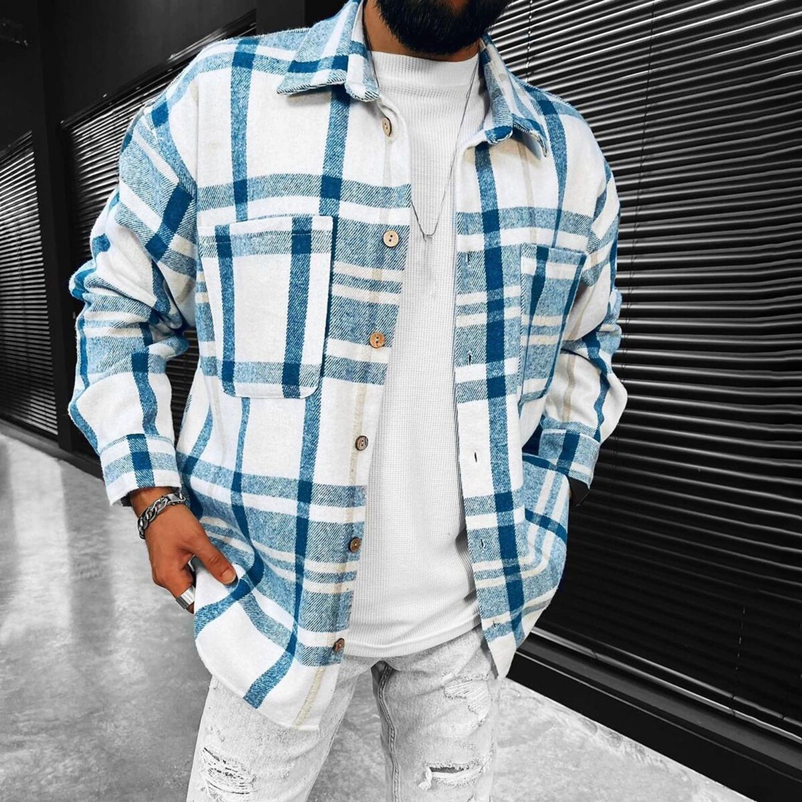 Contrast printed cardigan jacket jacket拼色印花开衫夹克外套