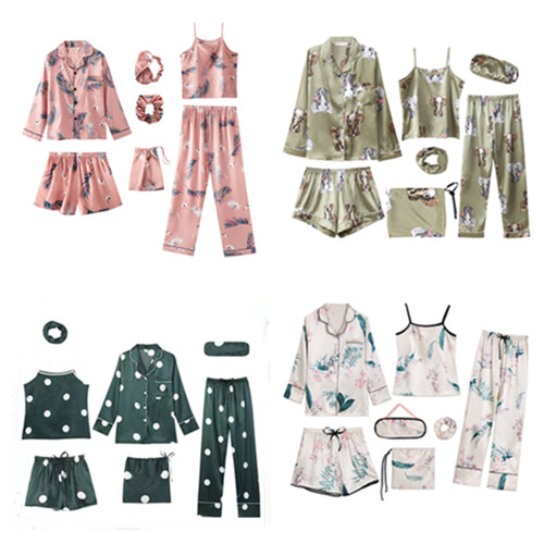 Women's suspender striped ice silk pajamas女吊带条纹冰丝睡衣