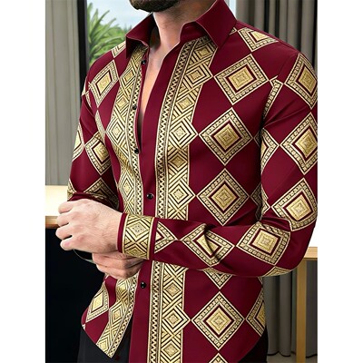 拼色纽扣修身翻领衬衫男士不易变