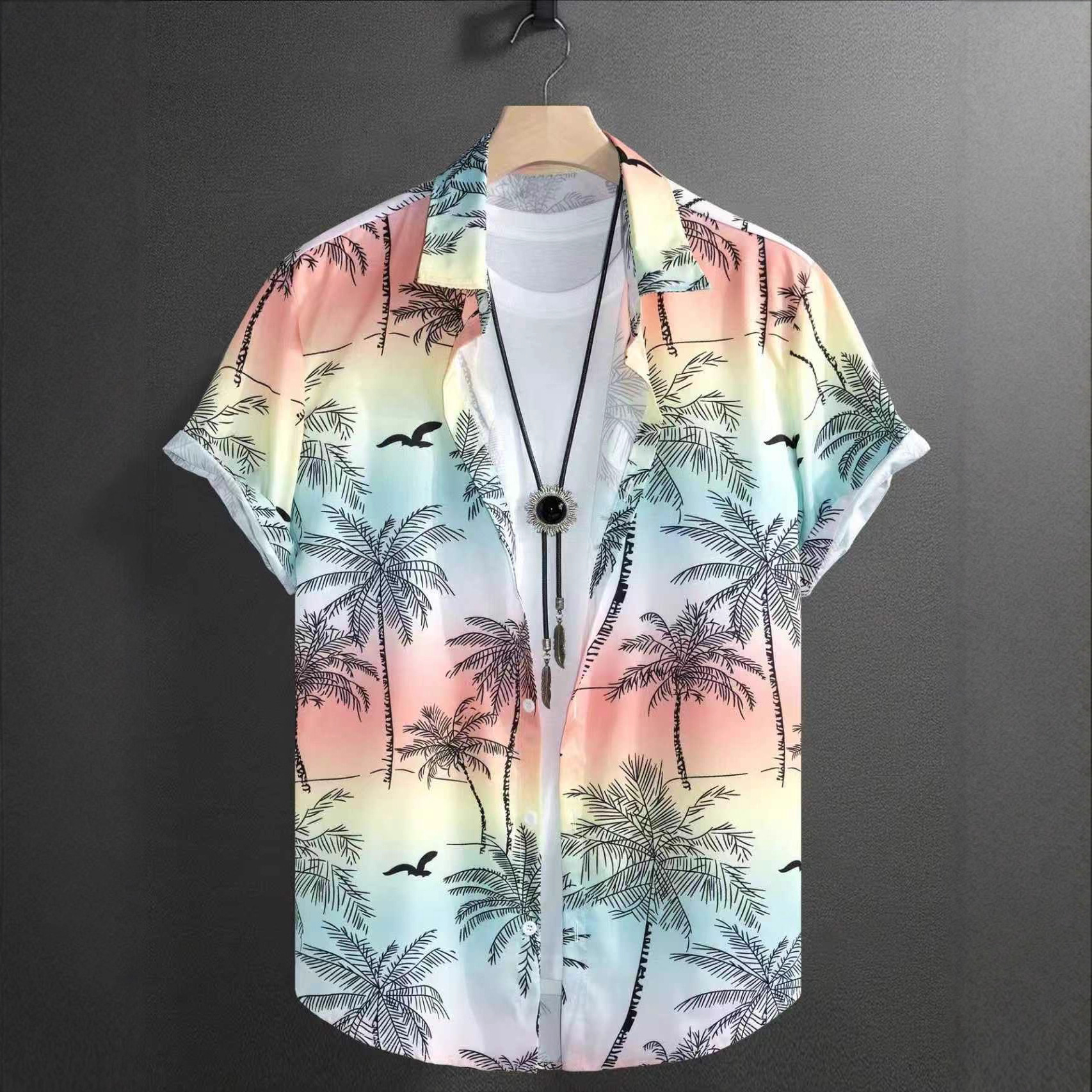 Thin short sleeved single breasted shirt薄款短袖单排扣衬衣男