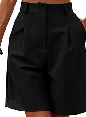 High waisted loose fitting wide leg capris高腰宽松阔腿五分裤