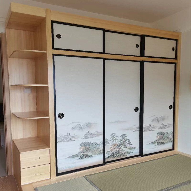 定制日式山水画实木彩绘福司玛门