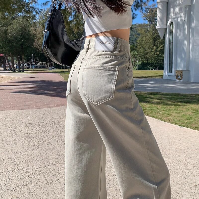 2025夏季新款高腰牛仔裤直筒宽松爆款小个子窄版阔腿裤子女春秋款,女装/女士精品,牛仔裤,淘宝优惠券,粉丝福利购,淘宝优惠卷