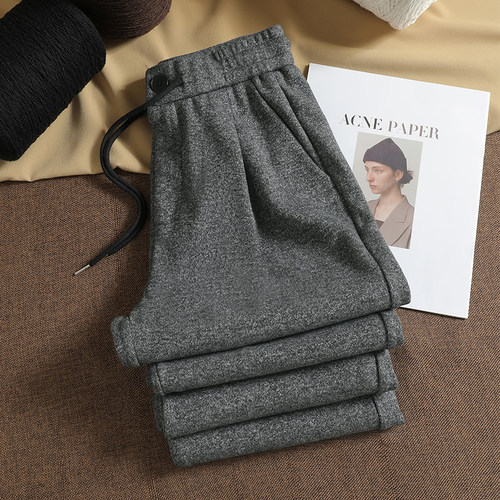 羊毛阔腿裤女2025秋冬季高腰加厚