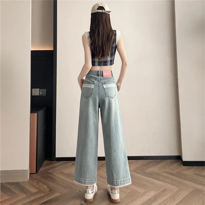 浅色直筒牛仔裤女2025新款小个子