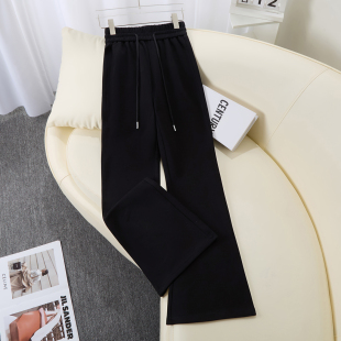 高腰弹力运动休闲裤 女2026夏季 胖mm200斤空气棉微喇裤 高腰薄款