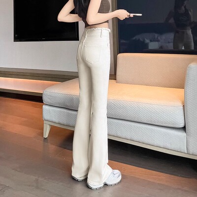 微喇牛仔裤长裤常规棉2024秋显瘦