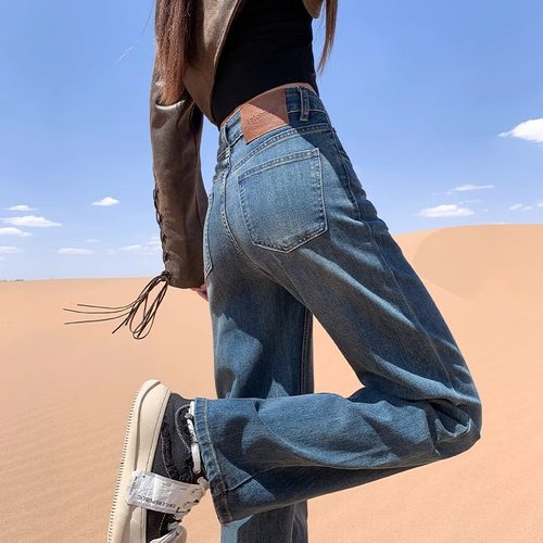 阔腿牛仔裤九分直筒棉2025春显瘦