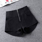 显瘦热裤 黑色拉链高腰牛仔短裤 a字阔腿裤 爆款 潮ins 女春秋2026新款