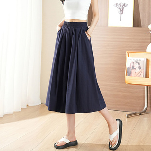 速干八分阔腿裤女薄款夏季高腰休闲宽松加大码七分大摆裤裙甩裤潮