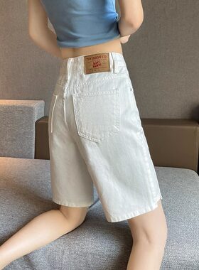 港味白色五分牛仔短裤女夏薄款