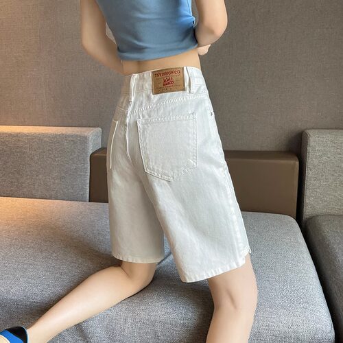 港味白色五分牛仔短裤女夏薄款