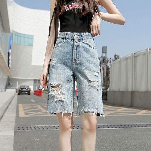 五分牛仔短裤女夏季薄款阔腿热裤