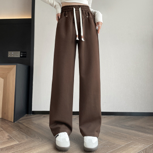 女胖MM200斤直筒运动卫裤 2026春夏新款 子大码 女高腰显瘦裤 阔腿裤