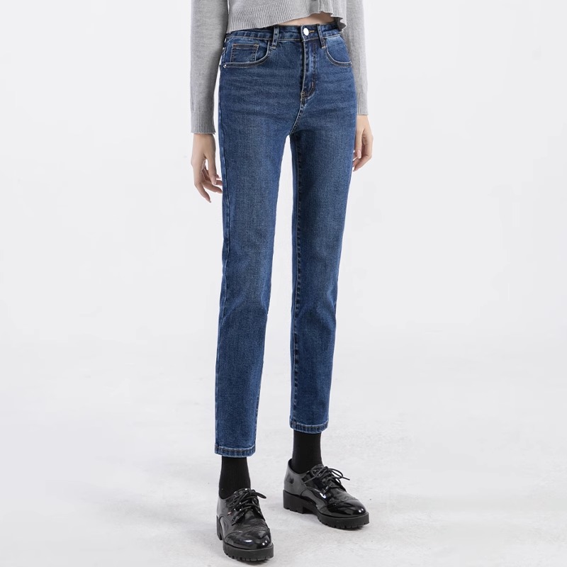 直筒牛仔裤女高腰显瘦2025小个子