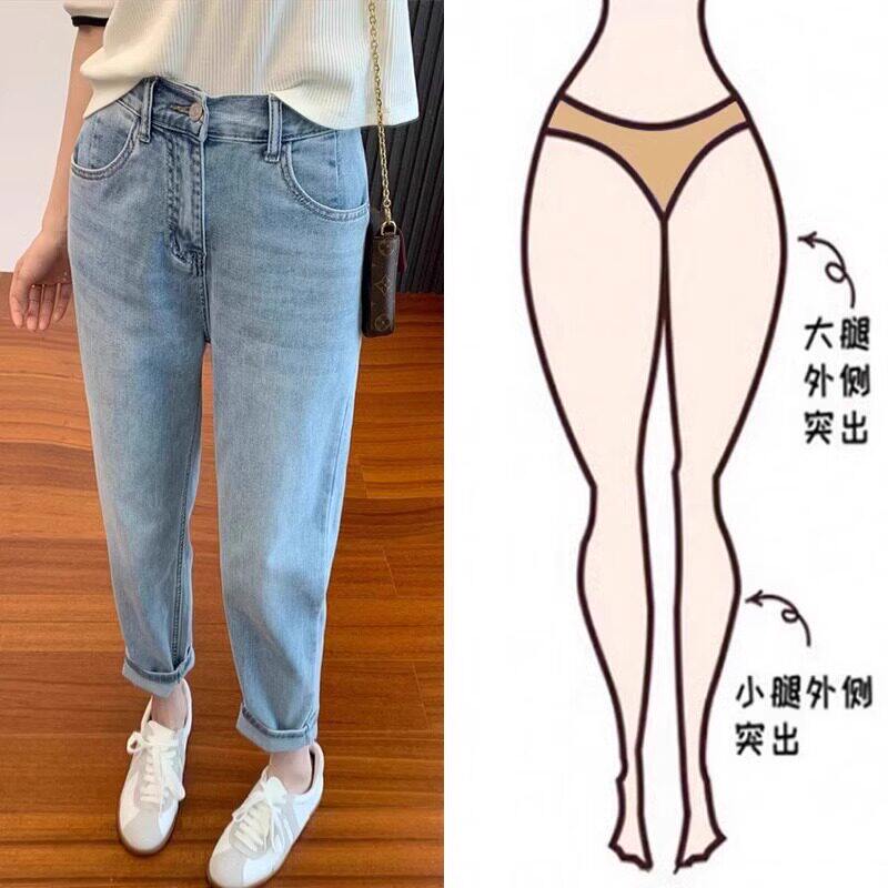 牛仔裤女松紧腰春夏款冰丝萝卜裤图片