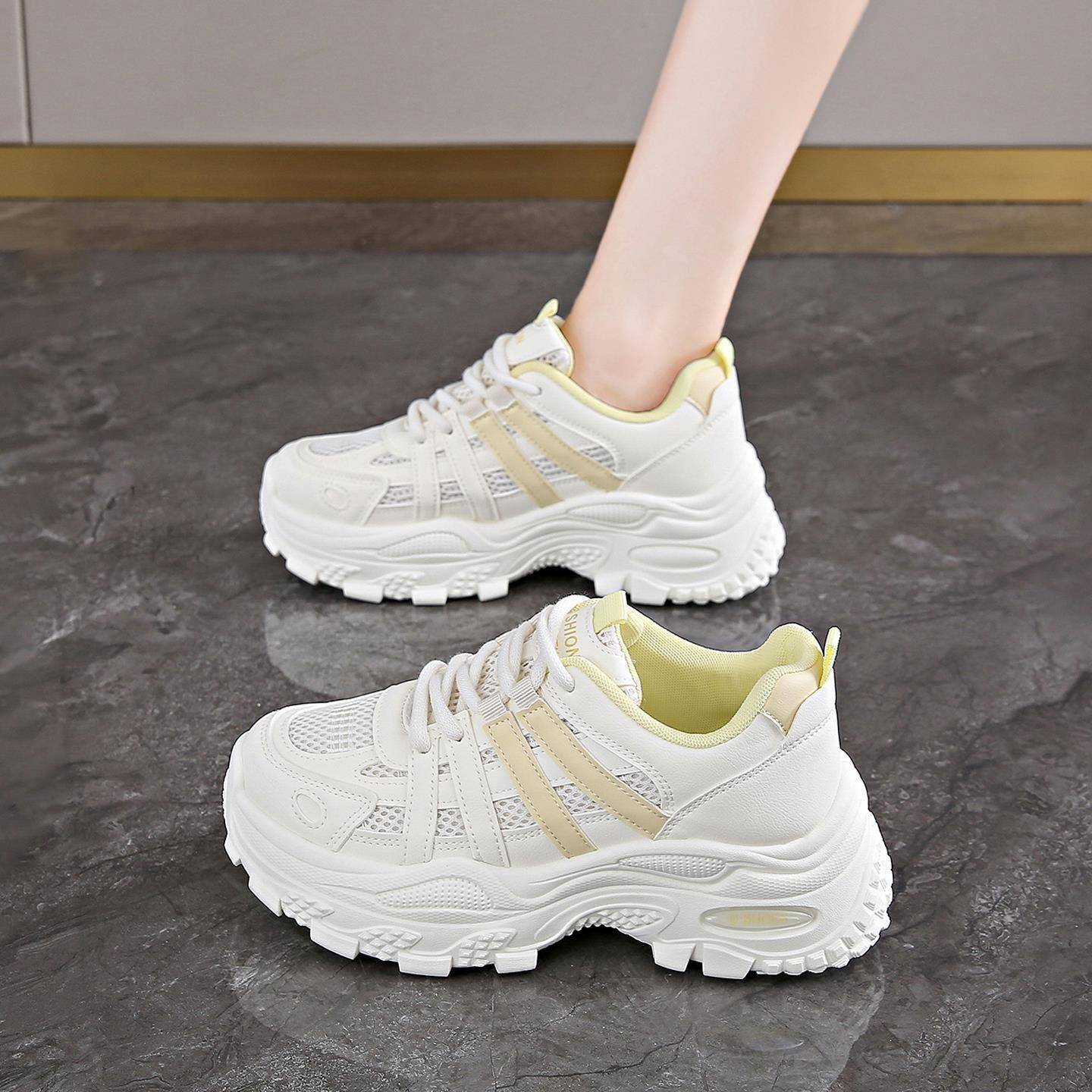 运动鞋女2025新款秋季透气网面防滑松糕鞋巨好看厚底显脚小老爹鞋