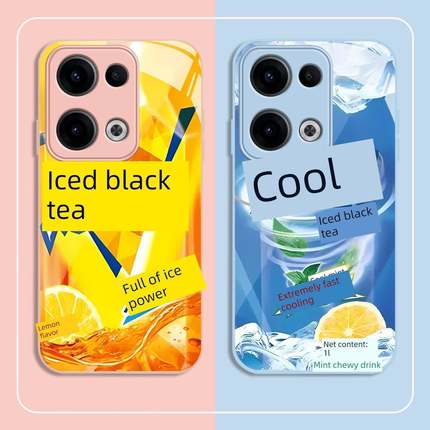 夏日冰红茶适用opporeno13手机壳新款reno12pro套10液态玻璃reon9por+饮料8/7搞怪6ultra5男女款OPPO K12xk11