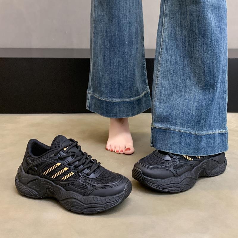 爆款老爹鞋女2025新款秋季透气网面厚底增高鞋软底防滑松糕运动鞋