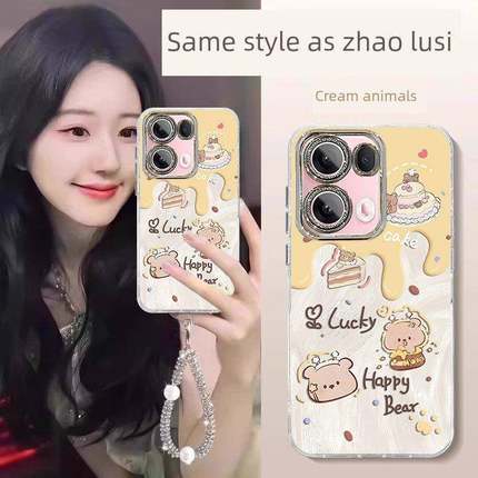 Reno14全包防摔12Pro自带Lens Film 11高端感10女性新款Reno9个性化创意8/7Se吊带手环