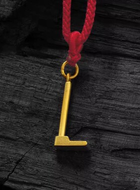 古法黄金色个性锄头挂件宝宝项链
