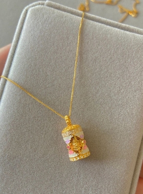 珐琅彩四尊佛吊坠项链女精美时尚