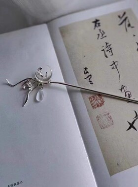 新中式月无尽骨兰月亮兰花发簪月