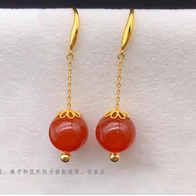 高级简约镀18k万能耳钩金色圆珠