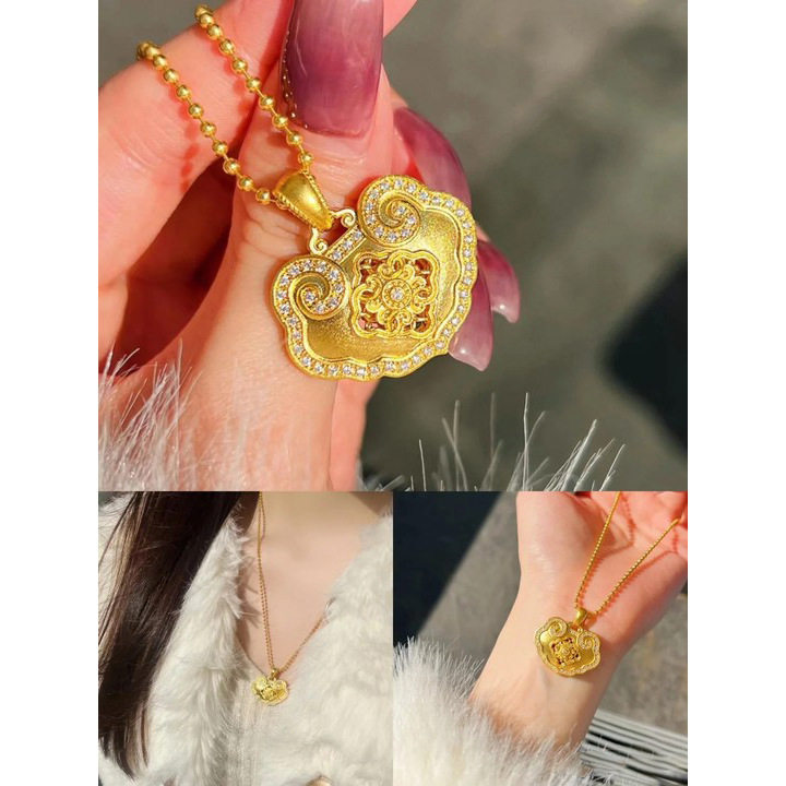 如意锁包古法錾刻平安锁宝宝吊坠