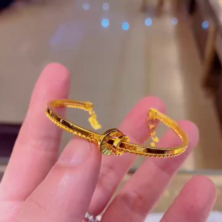 双环开口手镯女镀18K金ins潮精品