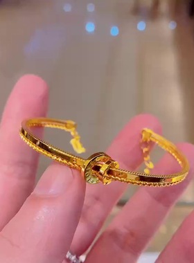 双环开口手镯女镀18K金ins潮精品