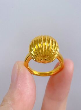 古法时尚黄金色板栗戒指女ins有