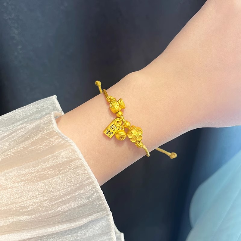 黄金色桃花铃铛手绳女新款福袋铃