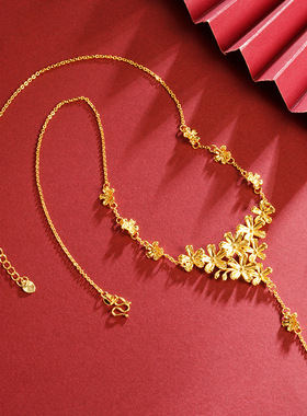 繁花似锦花朵沙金项链轻奢高级感淡雅流行时尚首饰品女生