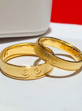 黄金色结婚对戒紧箍戒指情侣对戒