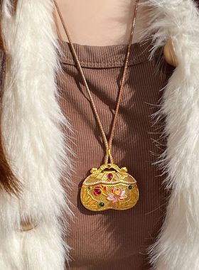 复古中国风轻奢锁包吊坠可打开螺