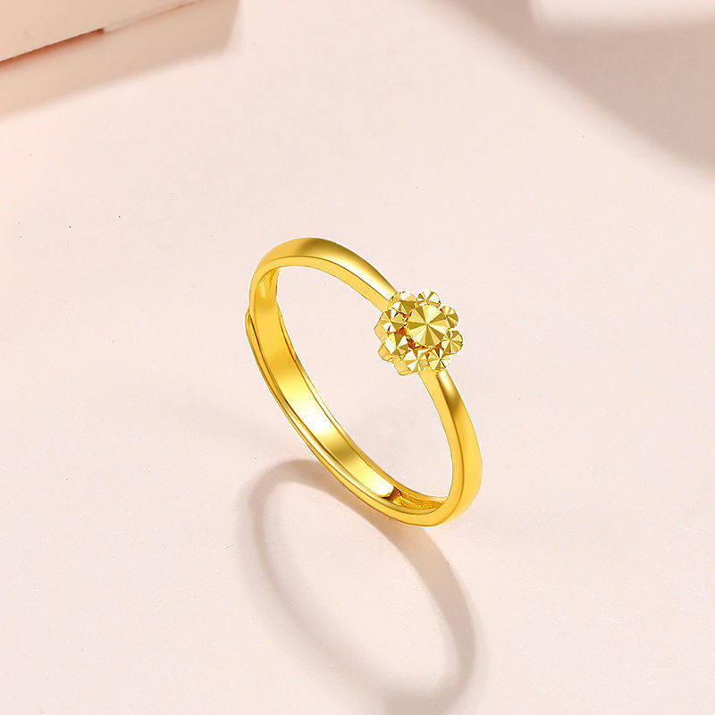 黄金色小花朵戒指女指环开口尾戒
