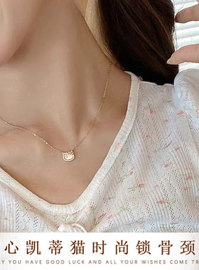凯蒂猫蝴蝶结项链女新爆款HelloKitty吊坠简约可爱颈链送闺蜜礼物