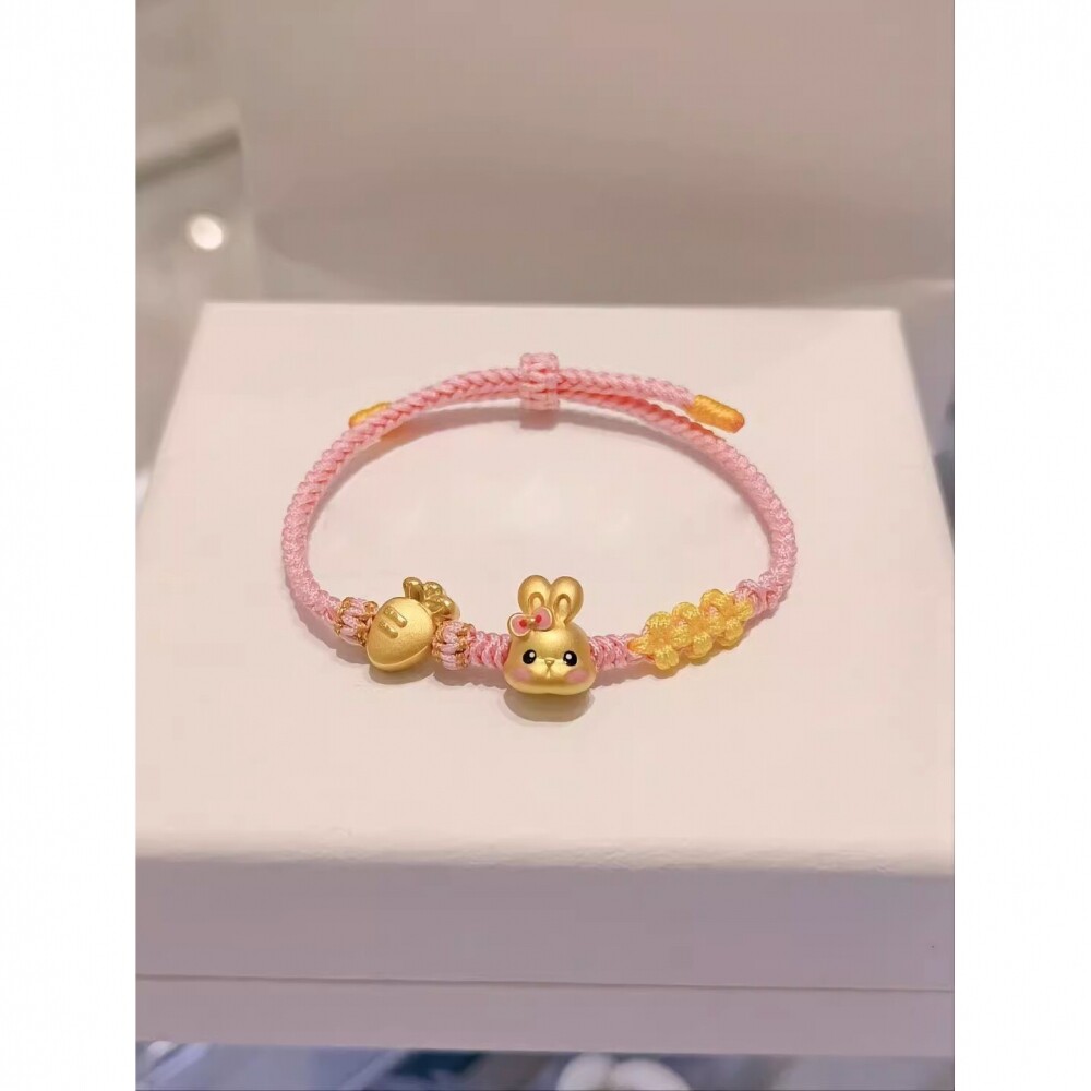 可爱小兔子手链女黄金色胡萝卜本