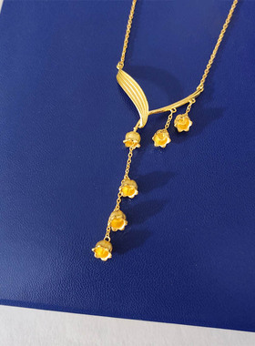 金铃兰花金色套链吊坠时尚轻奢项