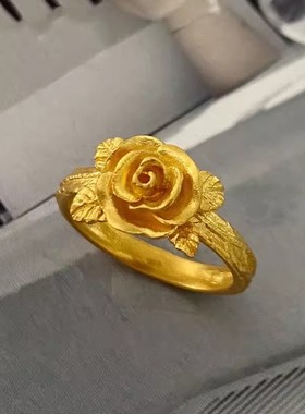 2025年新款金色玫瑰花戒指简约玫
