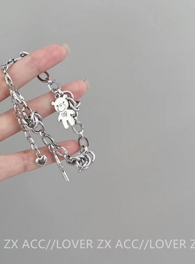 简约卡通爱心星星小熊手链2024