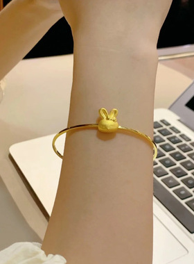 新款兔子手镯女金色ins