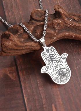 穆斯林月亮女神法蒂玛右手吊坠邪