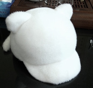 进口水貂帽子女整貂貂皮帽女款猫头帽秋冬季时尚保暖帽真皮貂毛帽